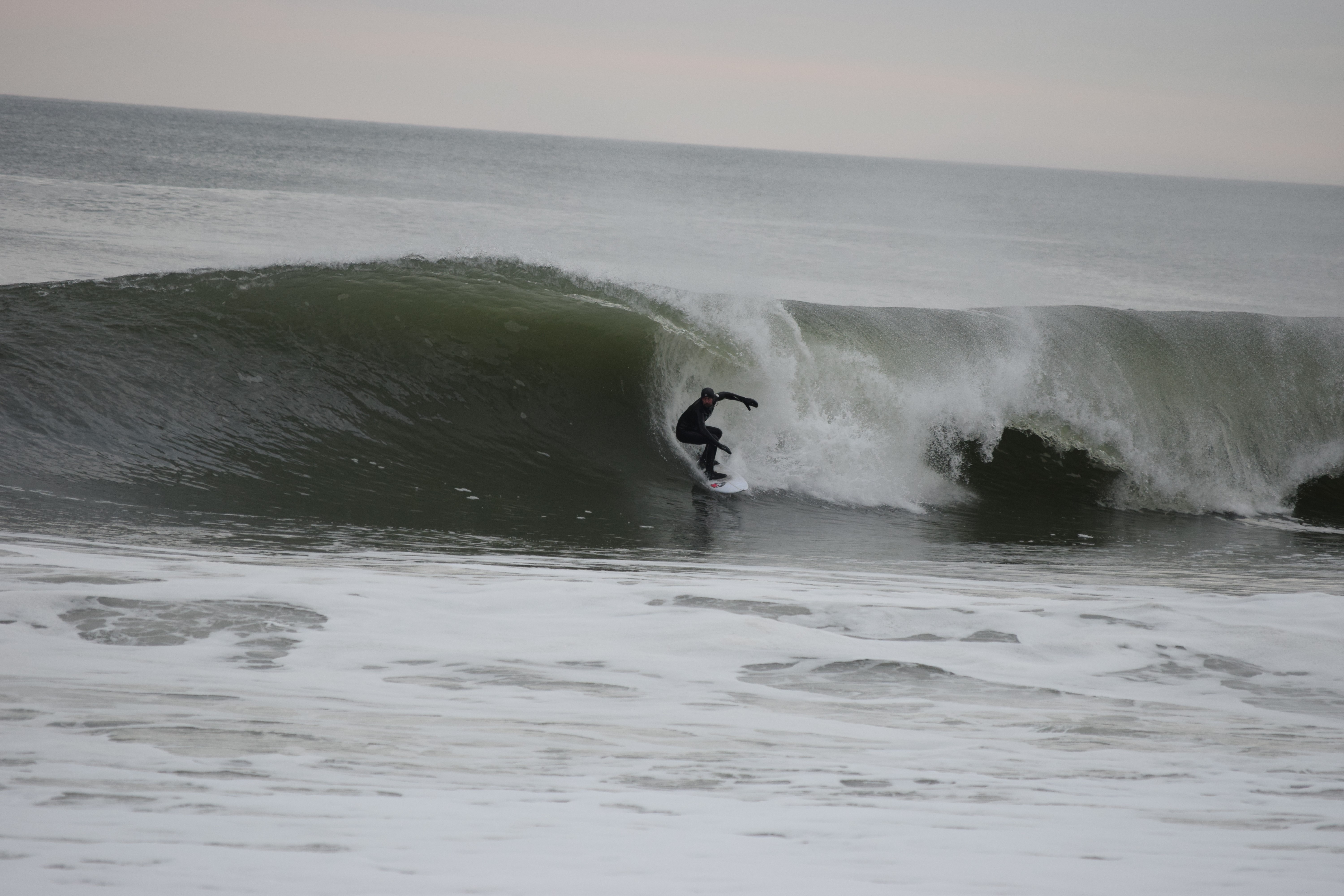 8 weeks after surgery, dropping in to a big swell on the NJ shore.  He had a displaced femoral neck fracture from a skateboarding accident in Denver, while visiting CO, requiring emergent surgery and internal screw fixation.